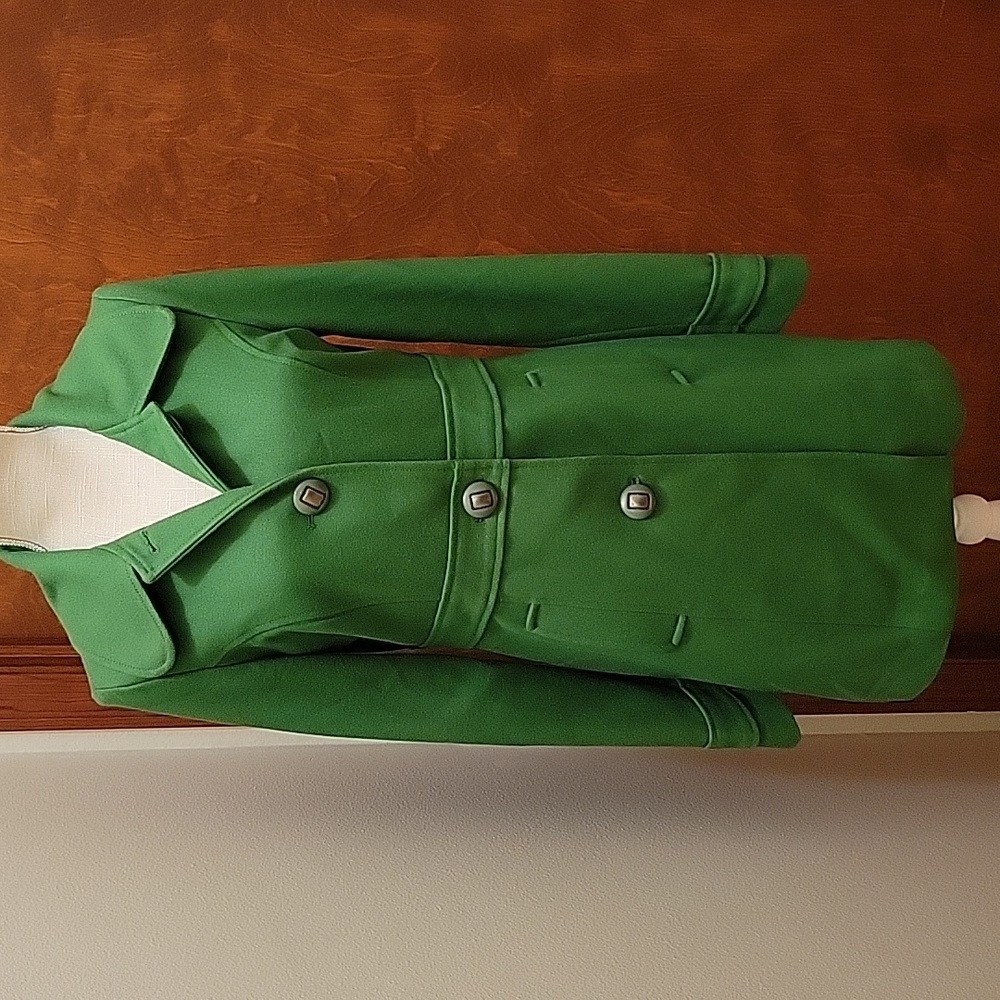 Anthropologie Green Wool-Blend Pea Coat